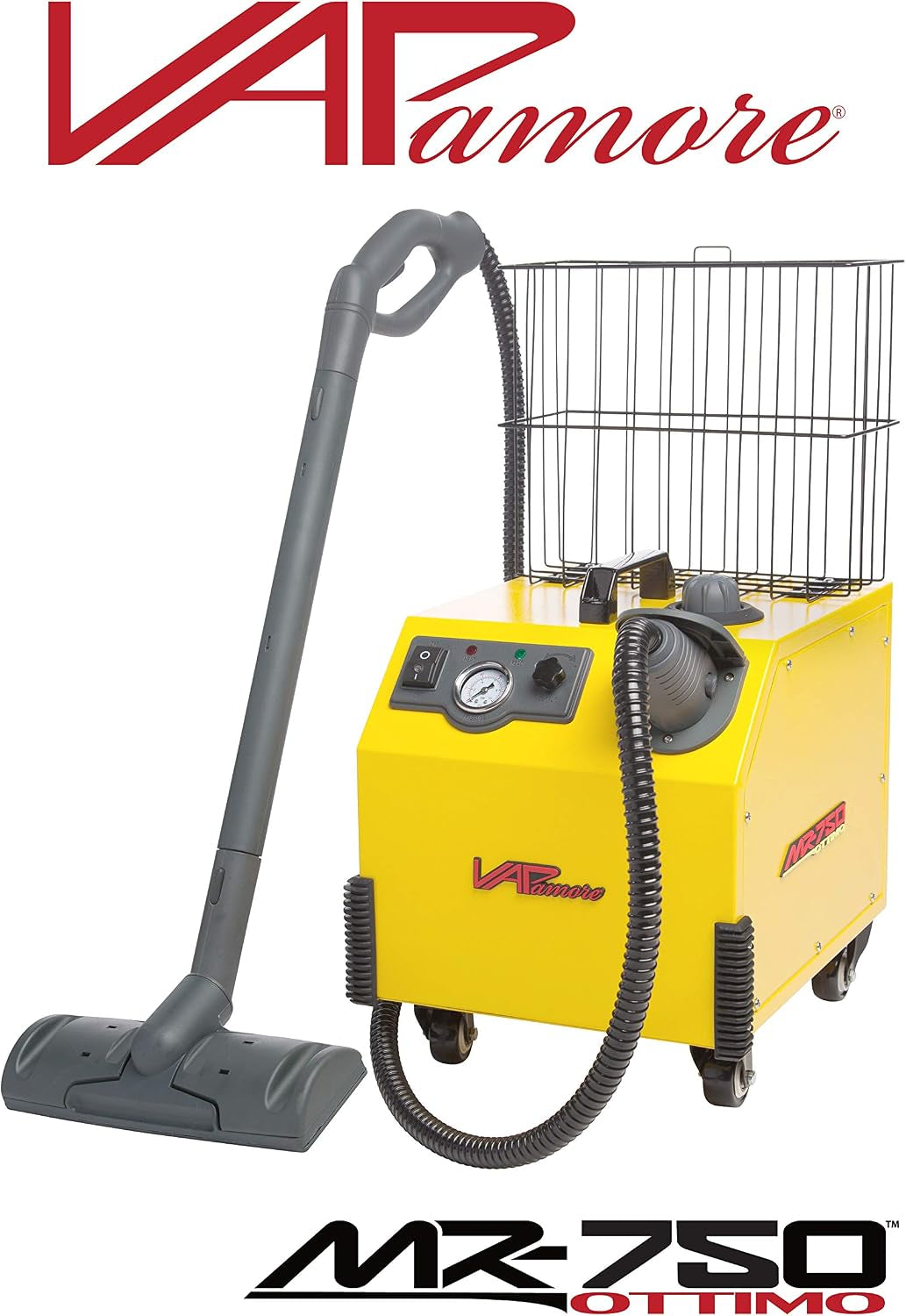 MR-750 Ottimo Heavy Duty Steam Cleaner. Electronic Solenoid for Dry Steam Control, Full Stainless Steel Boiler,1 Gallon Water Capacity, Multipurpose, Chemical Free, 24 Professional Tools