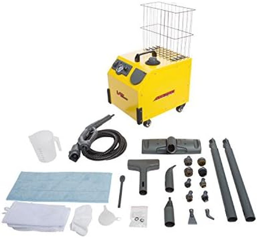 MR-750 Ottimo Heavy Duty Steam Cleaner. Electronic Solenoid for Dry Steam Control, Full Stainless Steel Boiler,1 Gallon Water Capacity, Multipurpose, Chemical Free, 24 Professional Tools