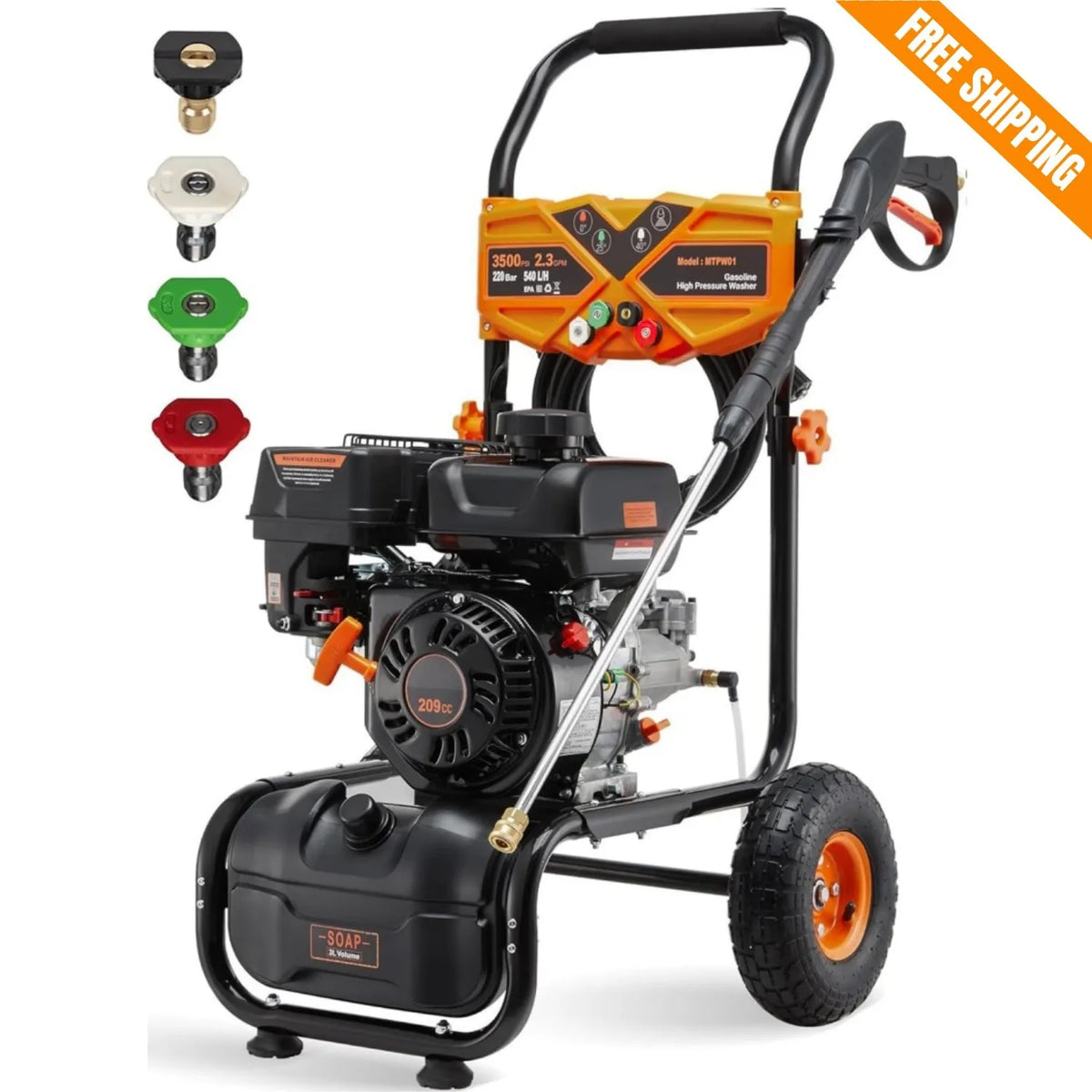MTPW01 3500 PSI Gas Pressure Washer – 2.3 GPM, 209cc