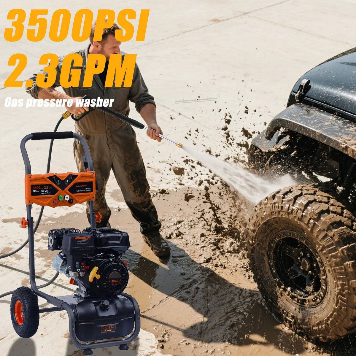 MTPW01 3500 PSI Gas Pressure Washer – 2.3 GPM, 209cc
